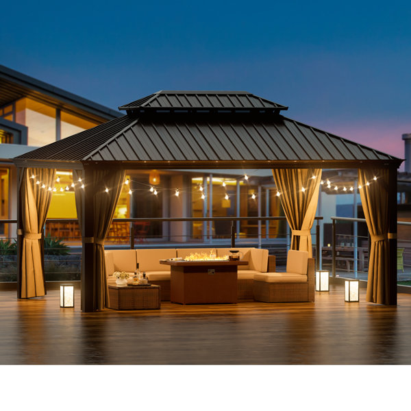 JolyDale 16 Ft. W x 12 Ft. D Aluminum Patio Gazebo with Double Roof